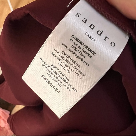 Sandro Deep Red and White V-Neck Mini Dress - Picture 9 of 12